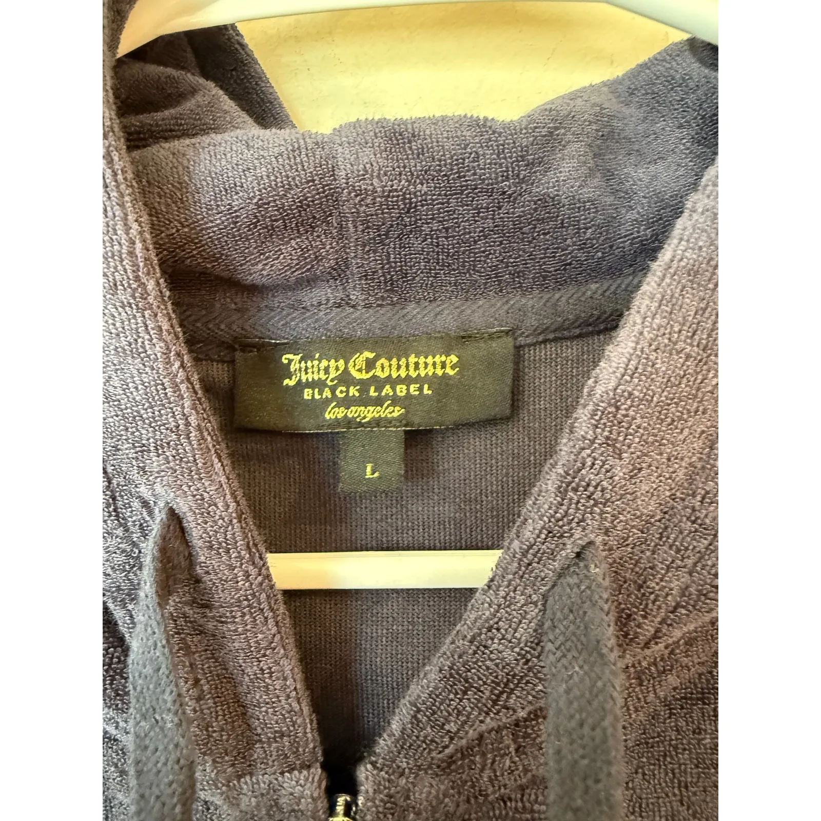 Juicy Couture Short Sleeve Full Zip Fleece Hoodie Jacket Blue Women's Size Large - Image 7