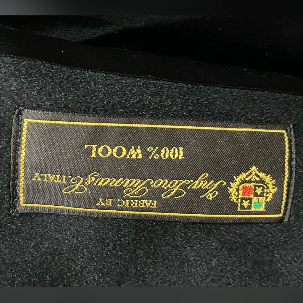 Fleurette Black Loro Piana Wool Stand Collar Coat Size 12 - Image 9