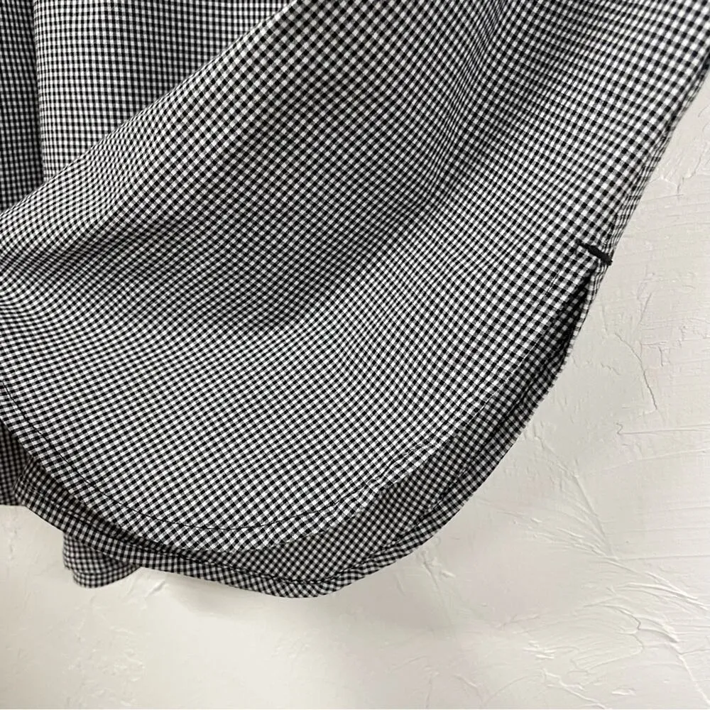 J Jill Black & White Gingham Plaid Long Sleeve Henley Blouse Womens XS Preppy - Image 8