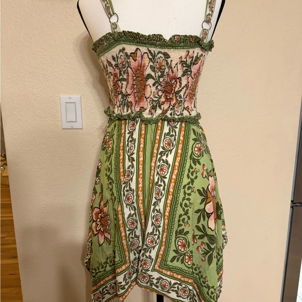 Farm Rio XS Strappy Garden Boho Print Rio Dress Floral Chic Adjustable Summer - Image 4