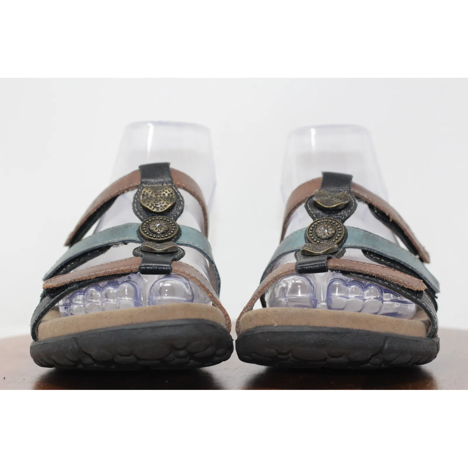 Taos Prize 4 Leather Sandals Comfort Strappy Embellished Details‎ US 6 EU 37 Brown - Image 7