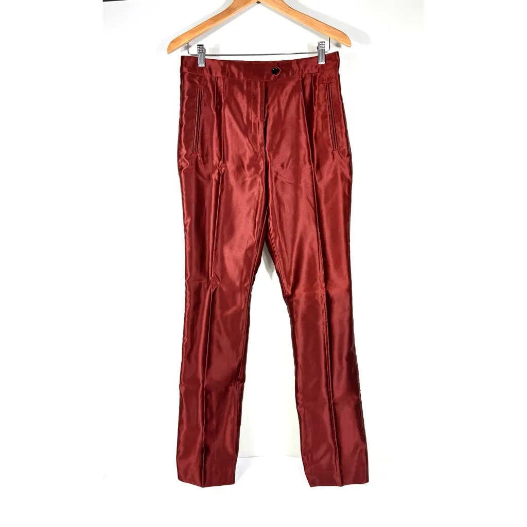 Dries Van Noten Slim Satin Crop Pants Rust 40 FR 8 US NEW - Image 4