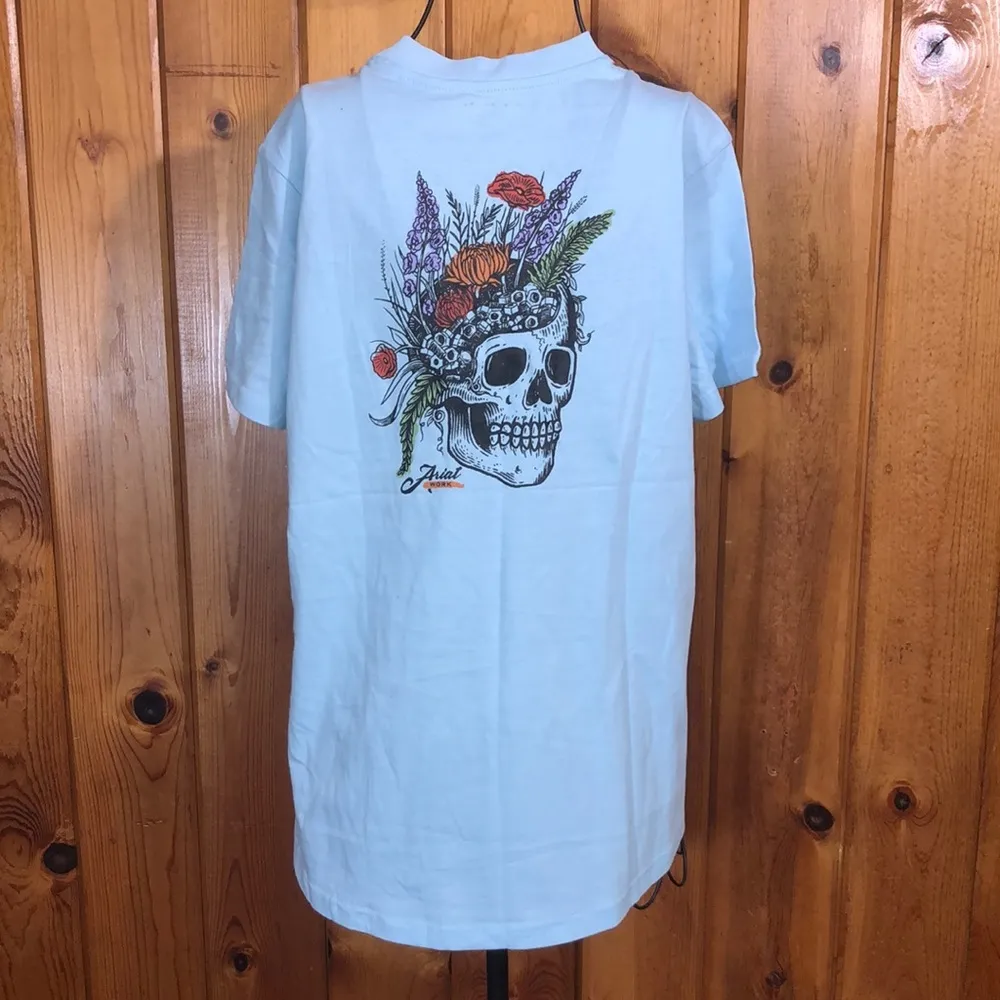 Ariat Women's Rebar CottonStrong Roughneck Graphic T-Shirt size medium blue​ - Image 5