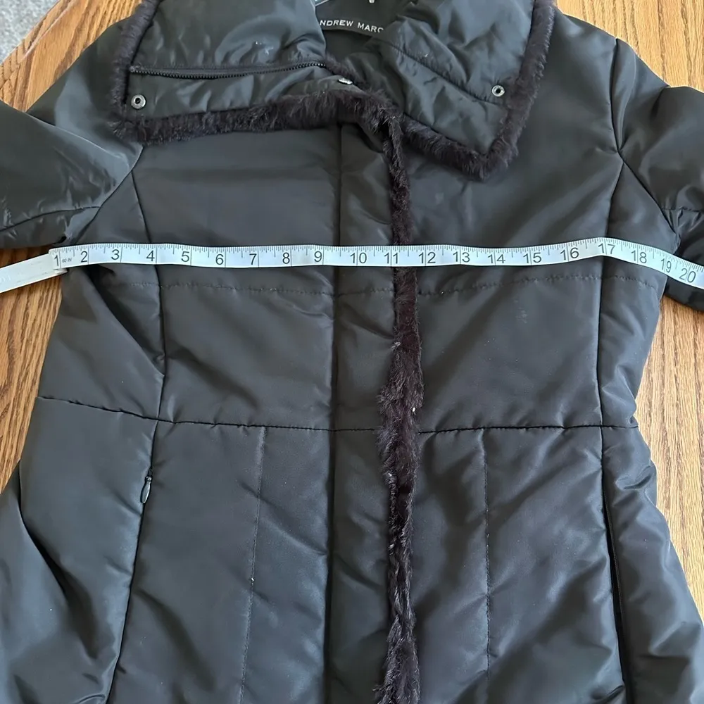 Andrew Marc Chocolate Brown Winter Jacket Oversized Collar Full Zip Faux Fur SzM - Image 14