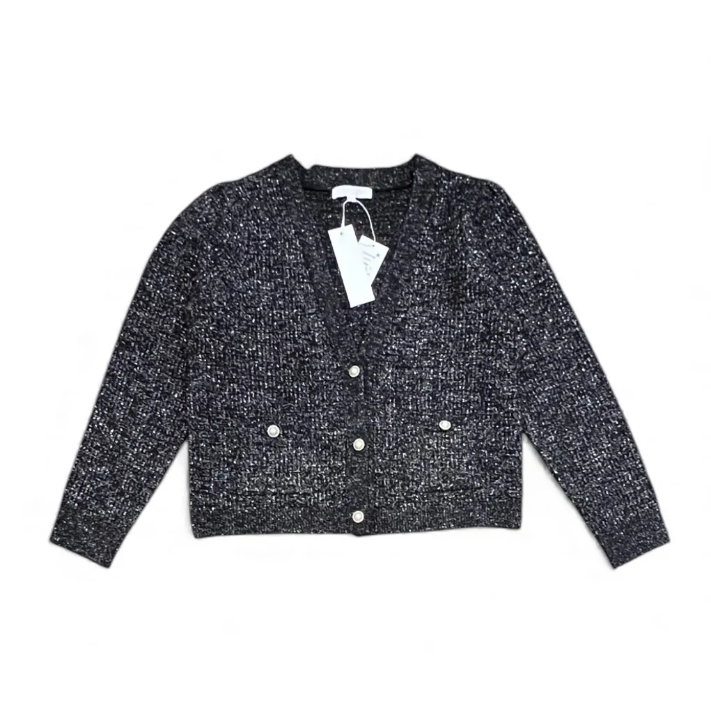 Adyson Parker Black Metallic Silver Thread Cardigan Sweater NWT Size Large - Image 12