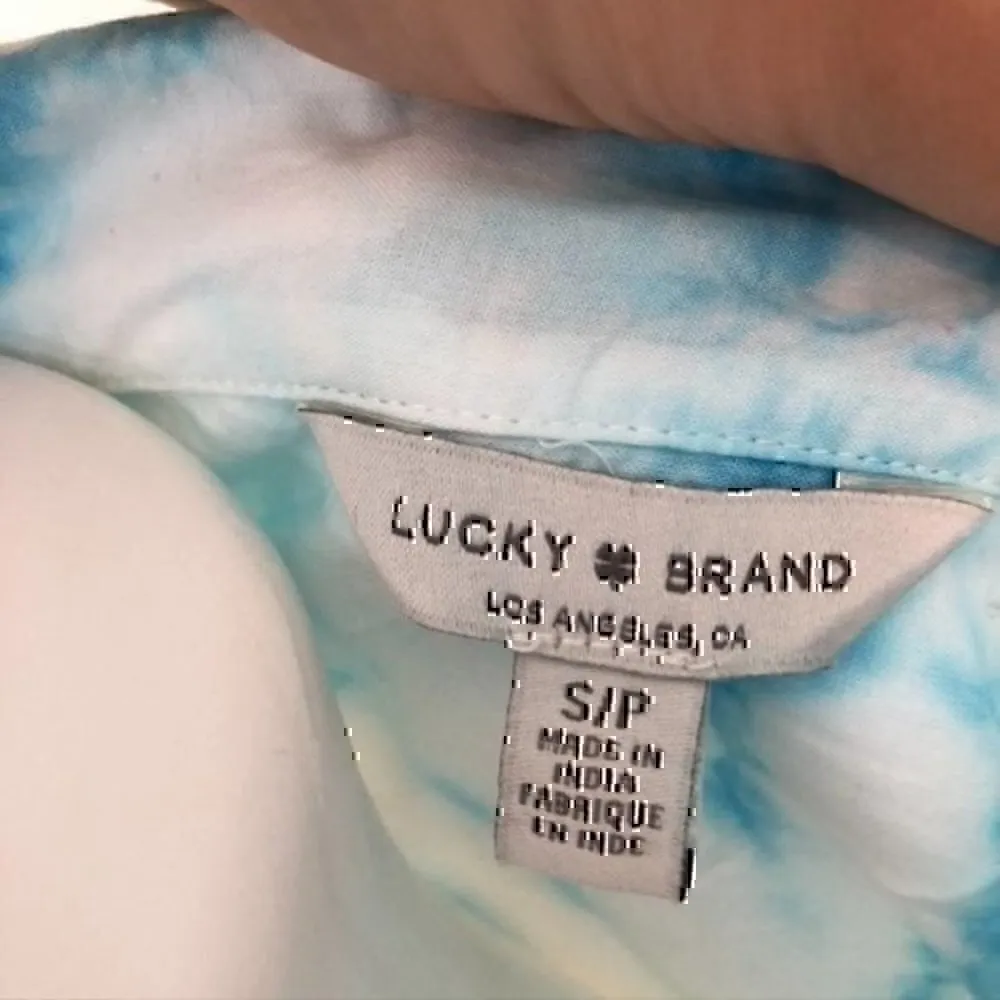 NEW NWT LUCKY BRAND Tie Knot Shirt Blue Tie Dye Button Down Short Sleeve Cotton - Image 7