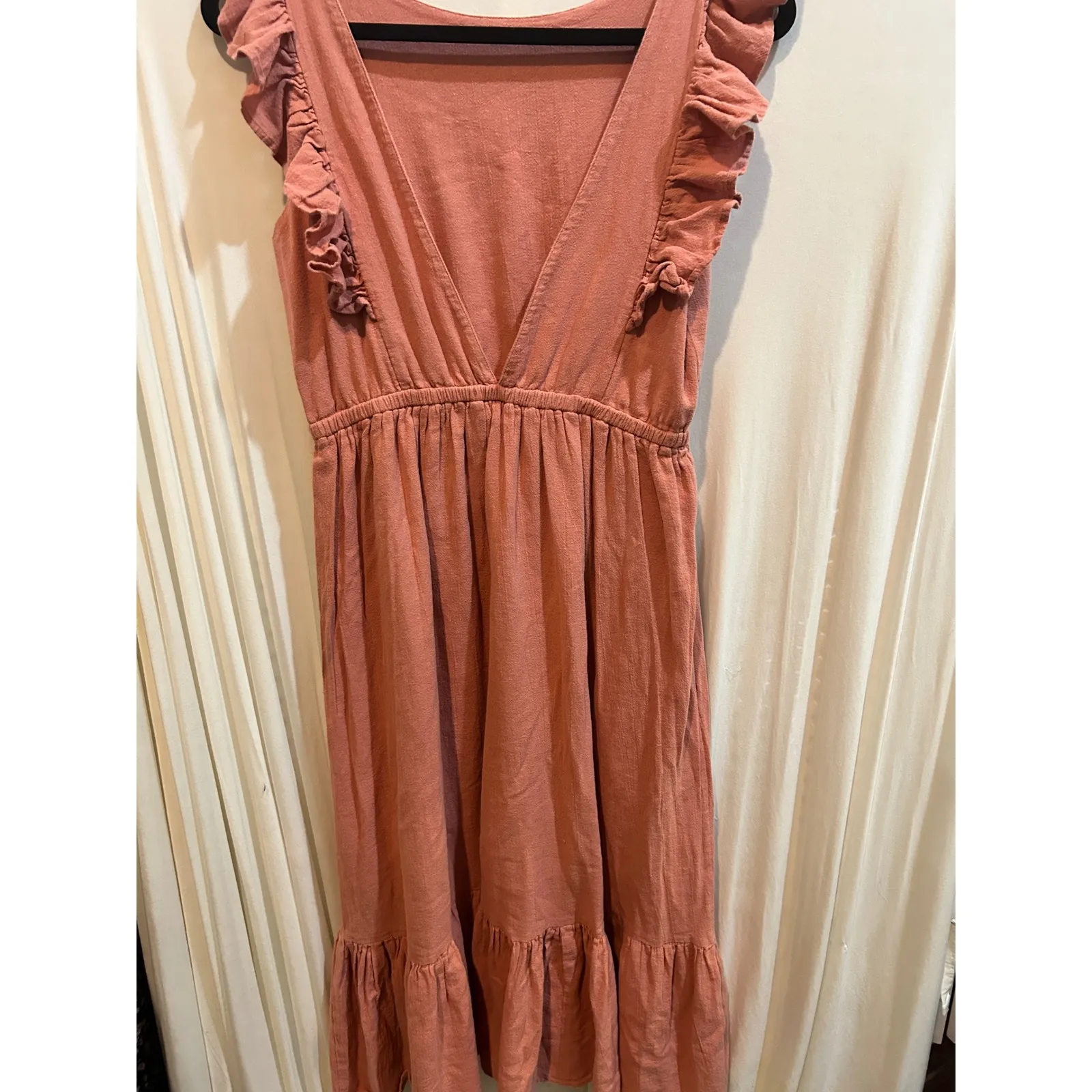 ba&sh Women's Ruffle Sleeve Midi Dress V-Neck Sleeveless Casual Pink‎ Medium - Image 7