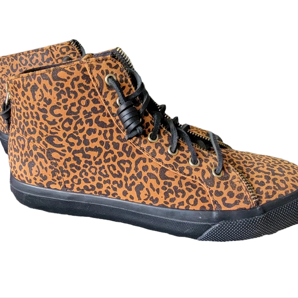 REBECCA MINKOFF x SPERRY Woman's High Top Pony Hair Animal Print Shoes Size 8 - Image 2