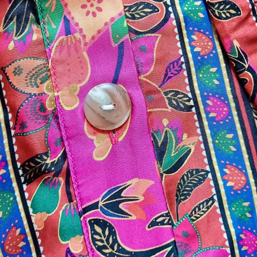 NWOT Farm Rio Midi Shirt Dress Belted Colorful Floral Sz XXS Like M - Image 10