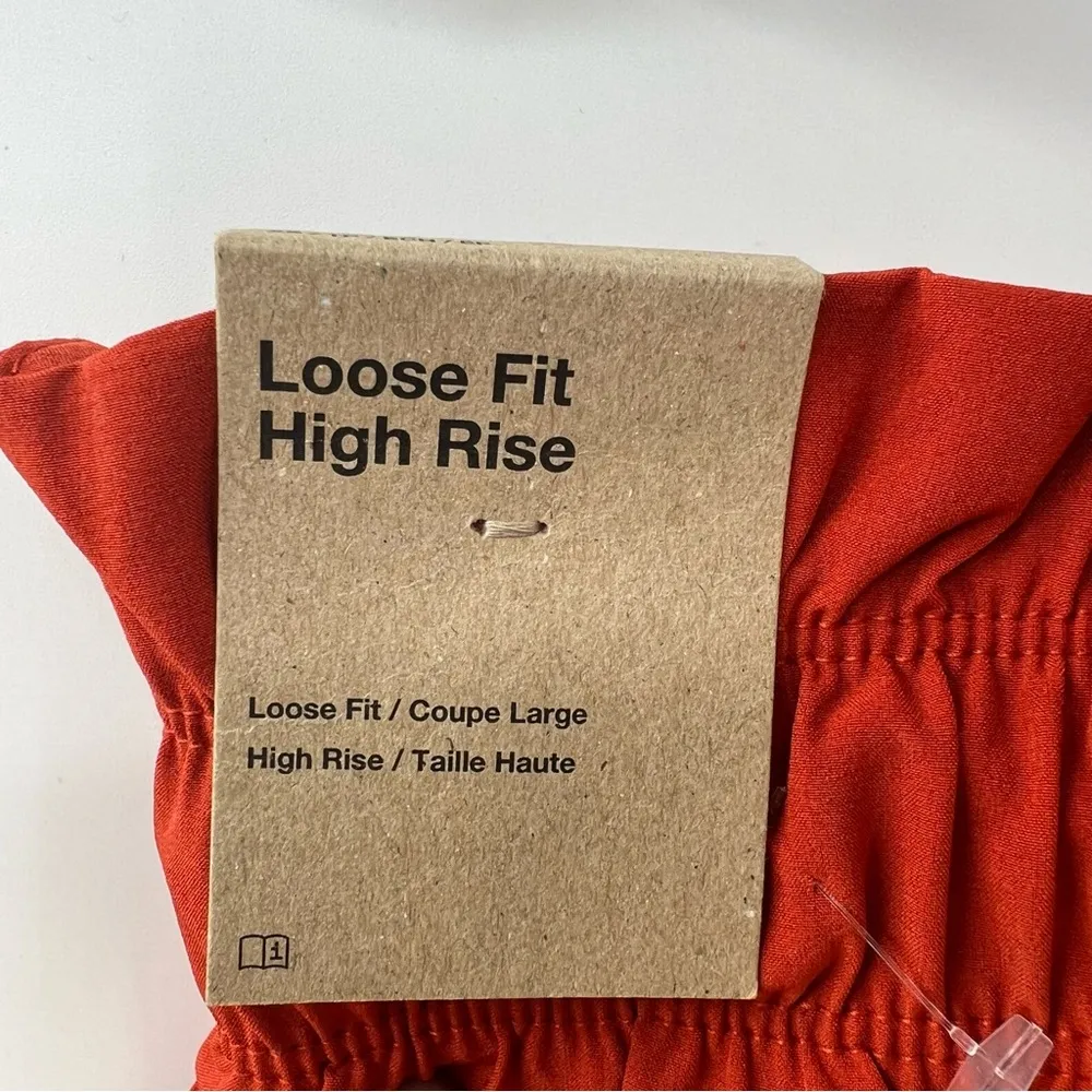 Nike NSW high rise loose fit paper bag waist shorts size XS NWT orange - Image 4