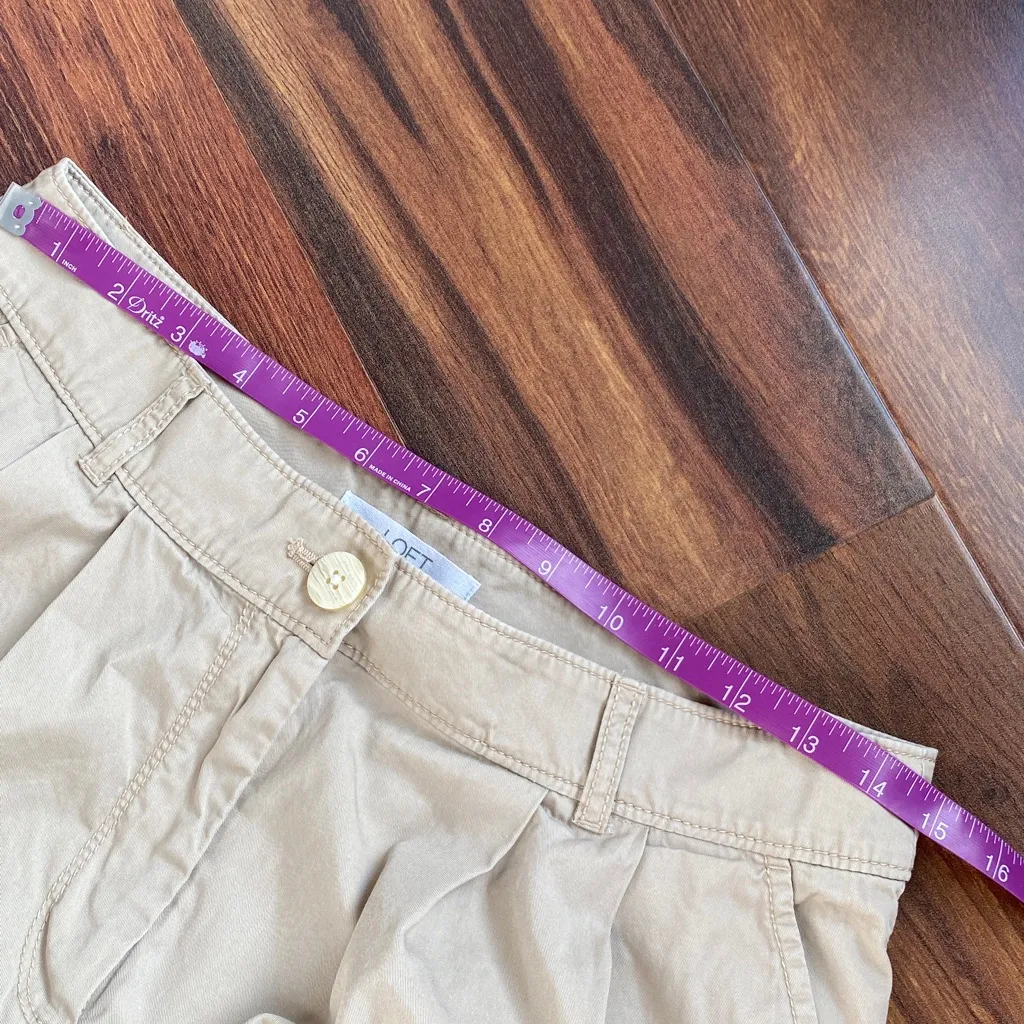 LOFT 100% Cotton Wide Leg Extra High Waist Pleated Lightweight Trousers - Image 4