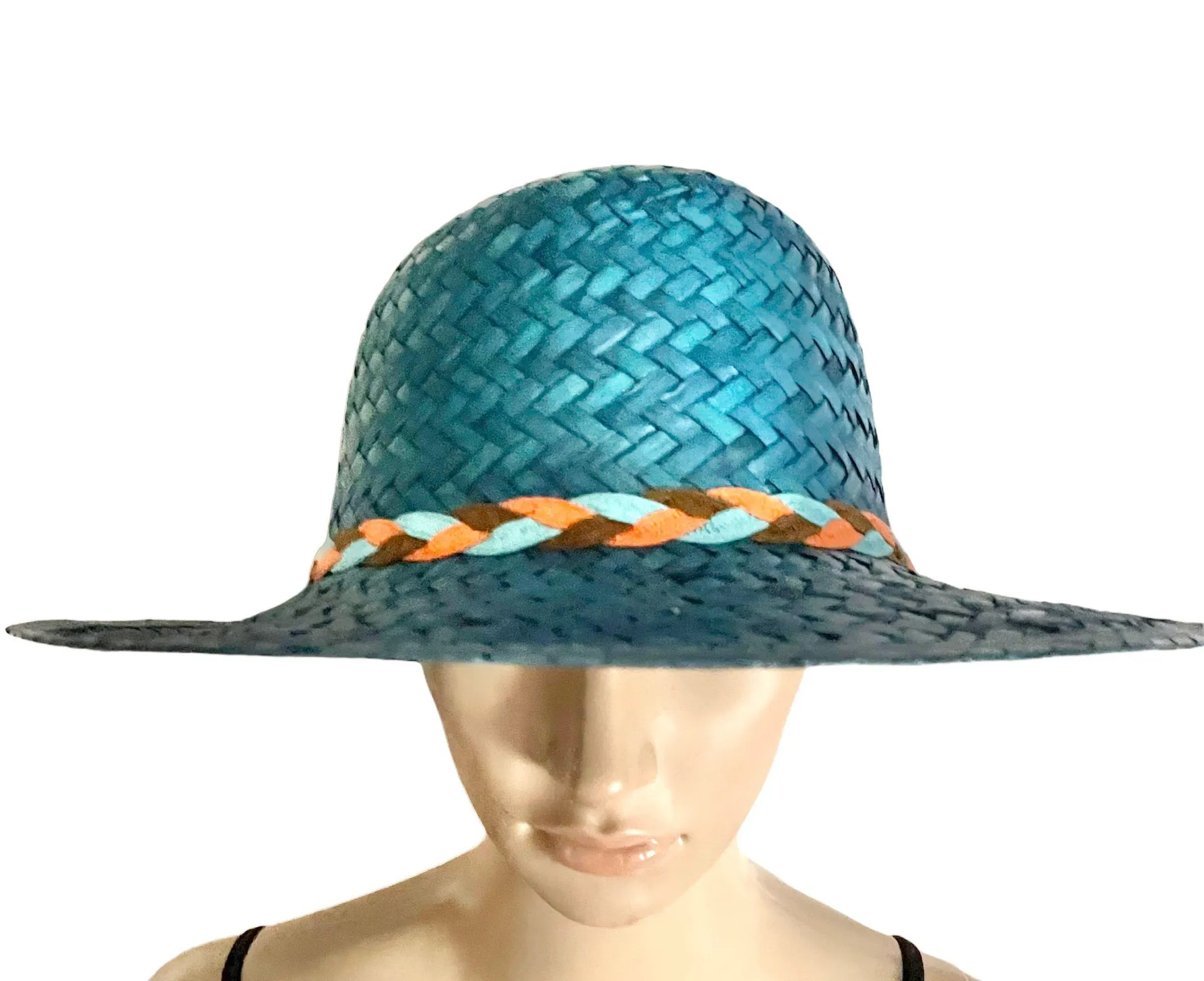 Blue Straw Beach Hat - Image 5