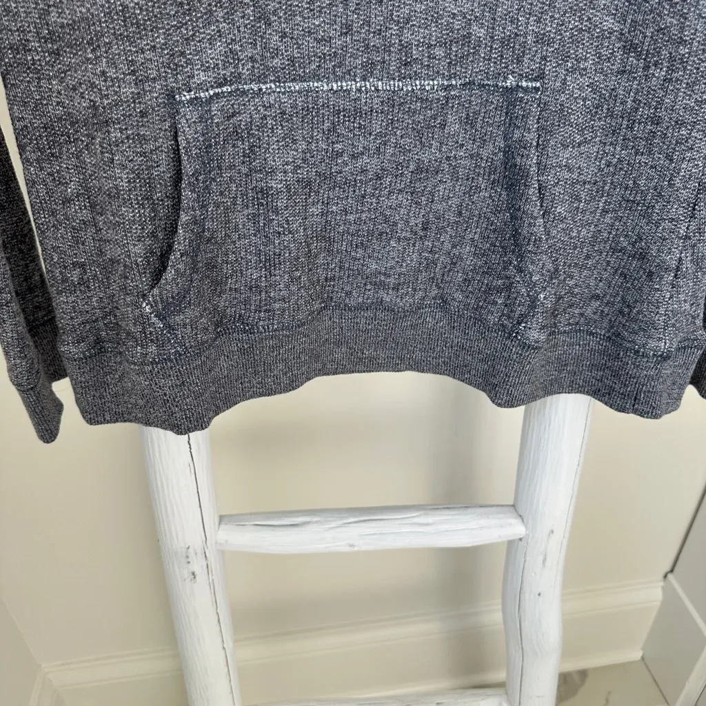 Ocean Drive Textured Hoodie with Cream Drawstrings Blue Grey Color Size Small - Image 5