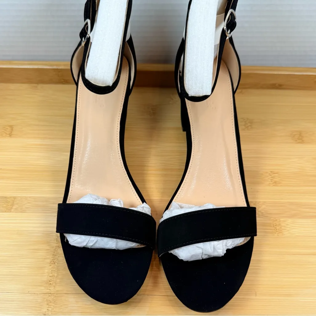 Lovmark Black Suede Ankle Strap Block Heel Women’s 10 Heels Dress Classic Office - Image 2