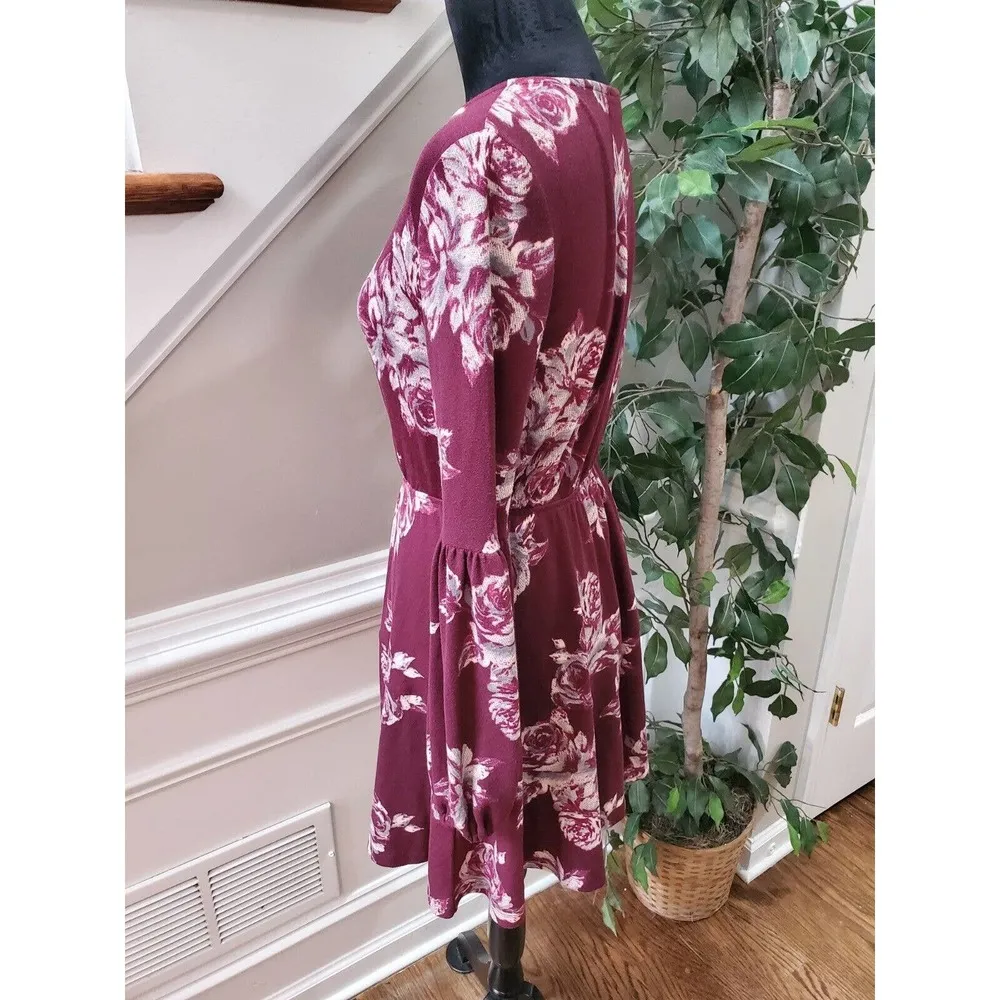 Altar'd State Womens Floral Polyester V-Neck Long Sleeve Knee Length Dress Small - Image 7