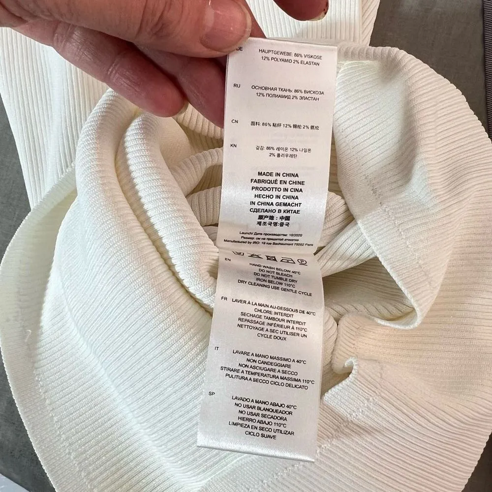 IRO Aurora white one sleeve ribbed bodycon mini dress size xxs - Image 15