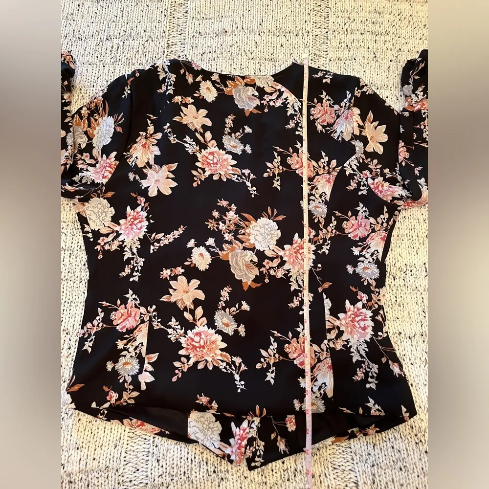 Jules & Leopold Black Floral Kimono Jacket Waterfall Open Front, Size M, EUC - Image 6