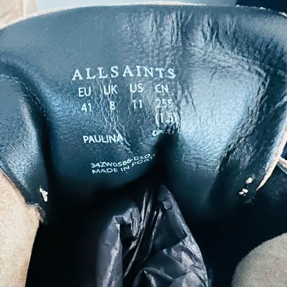 All Saints Paulina Suede Leather Buckle Moto Boot, Size 11, Brown/Tan, NWT - Image 13