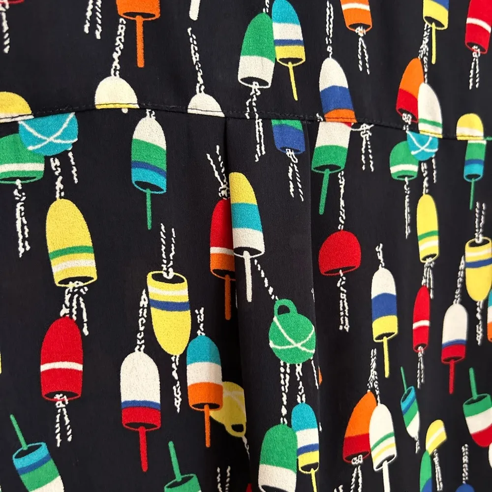 Talbots Multicolor Navy Blue Buoy Button Down Sleeveless Top Petite Small - Image 6