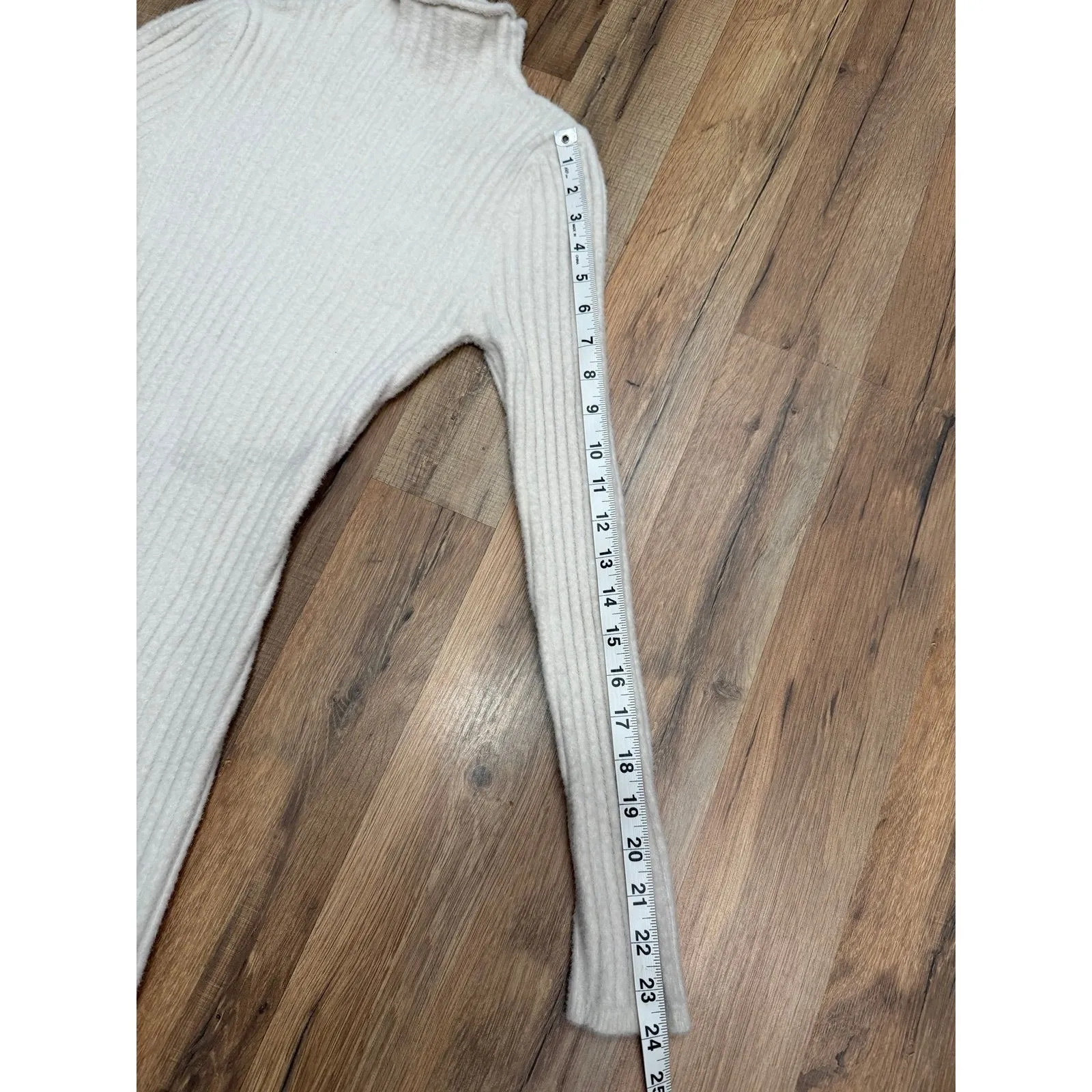 Bayse‎ Beige Ribbed Knit Turtleneck Sweater Mini Dress XS Cozy Chic Size 0 - Image 7