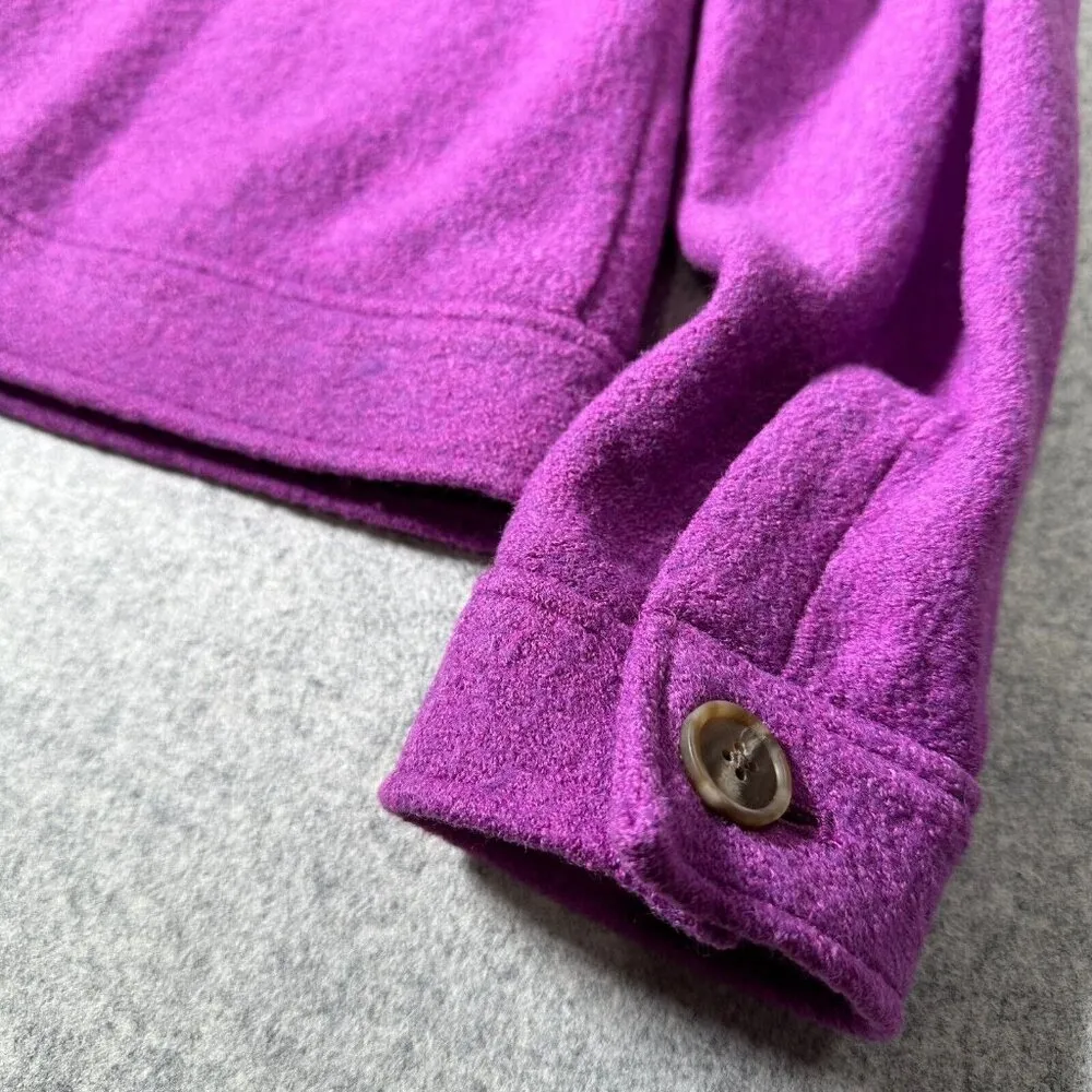 Joie Medium Jacket Button Boiled Wool Purple Pockets Shacket Womens Long Sleeve - Image 10