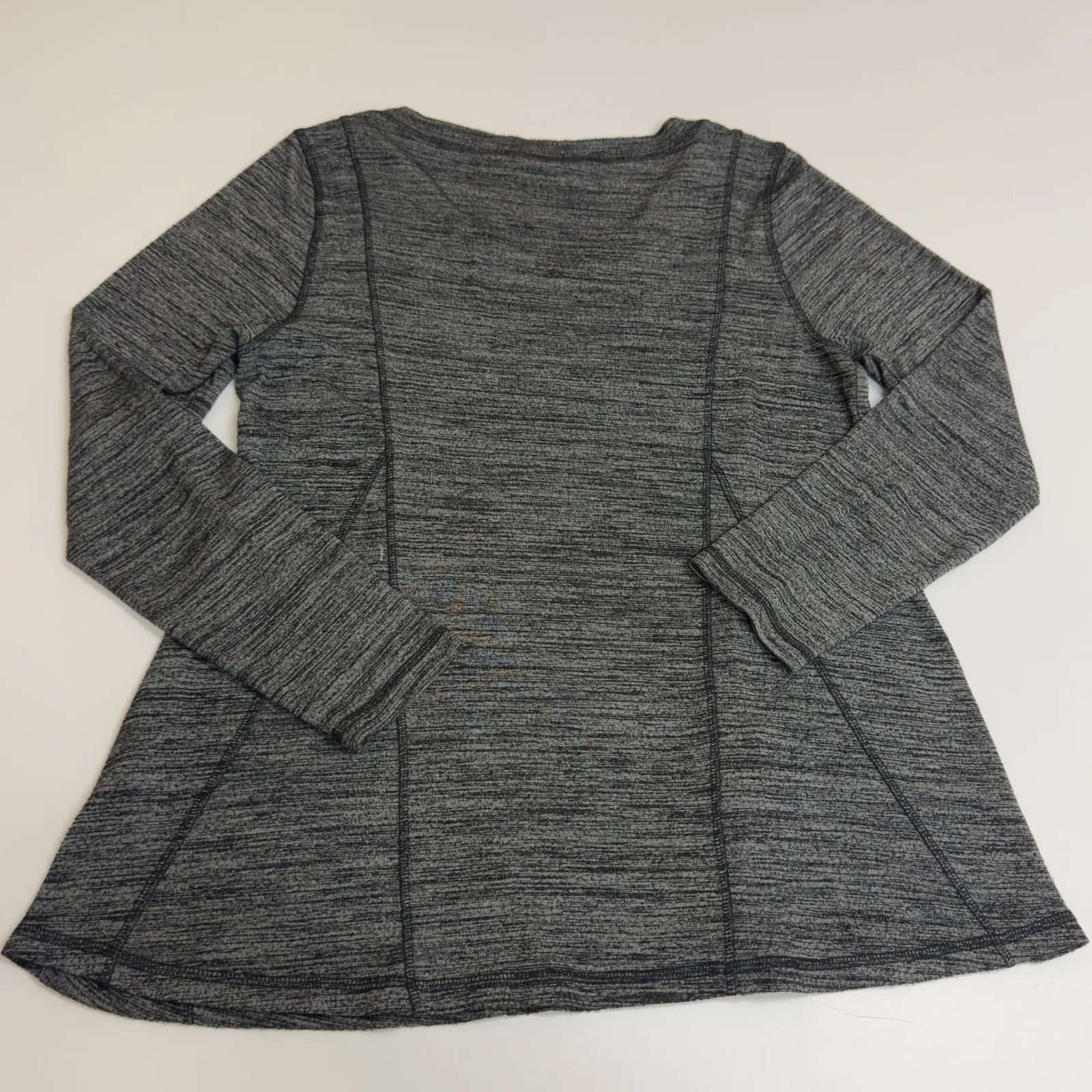 Soft Surroundings Tunic Top Womens Medium Grey Heathered V Neck Long Sleeve - Image 3