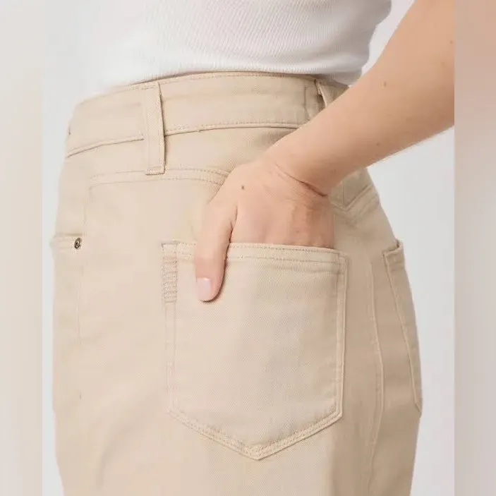 PAIGE Angela Midi Denim Skirt Women’s 6 (28) Soft Beige Preppy Classic Casual‎ - Image 6