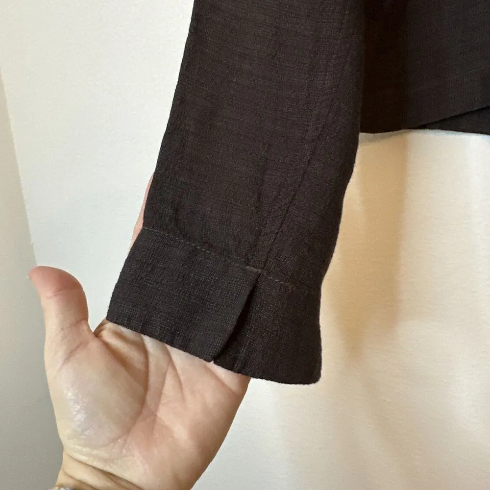 Eileen Fisher Gray Linen Blend Boxy Fit Jacket Made of Italian Fabric Size S - Image 4