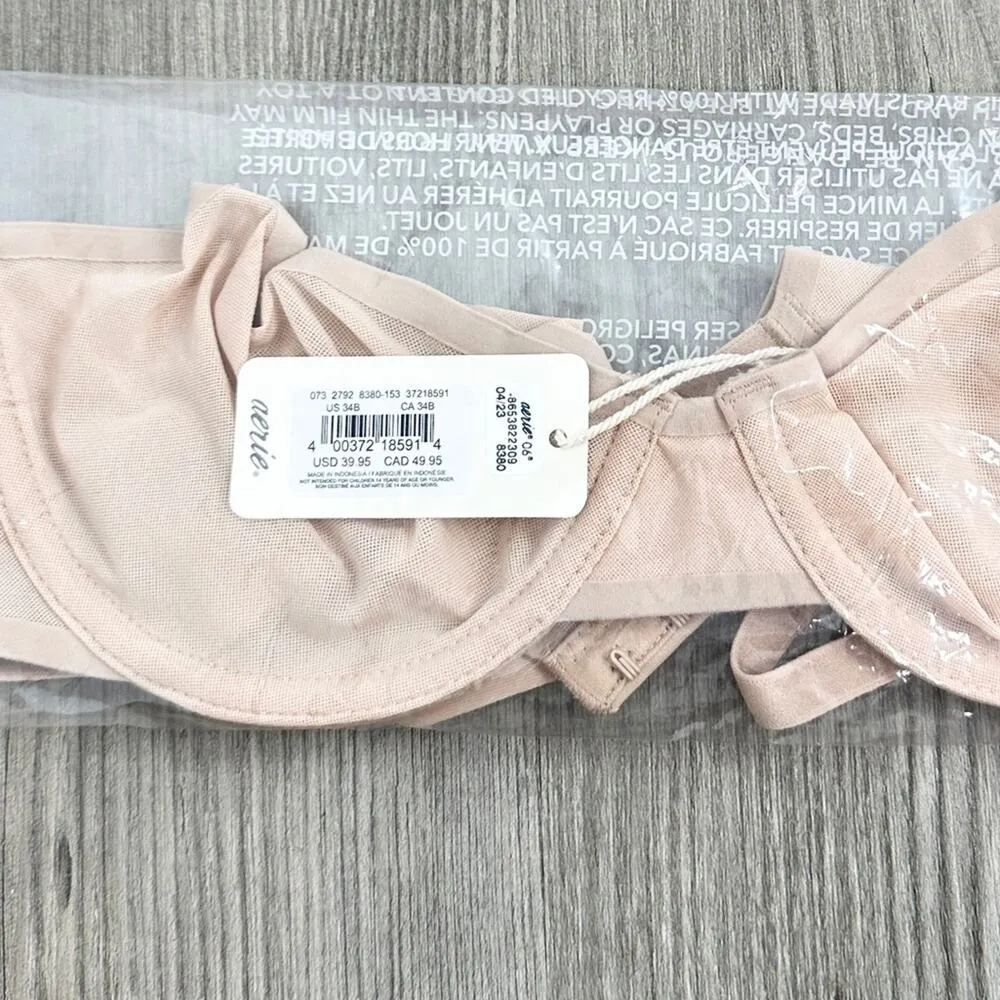 Aerie Smoothez Mesh Balconette Unlined Tan Bra NWT 32B / 34B - Image 6
