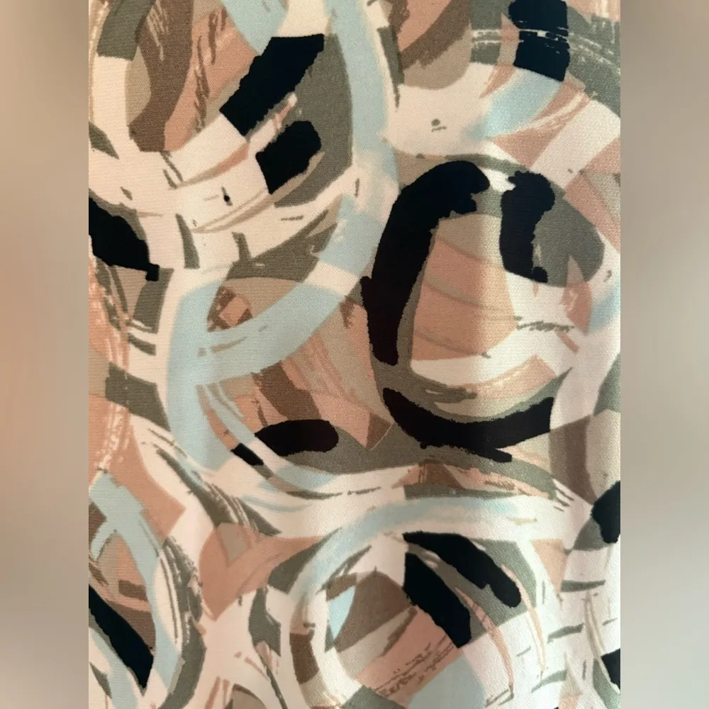 Kasper Dress Womens Large Blue Moc Wrap V-Neck  Seaglass Gold Waist size XL - Image 7