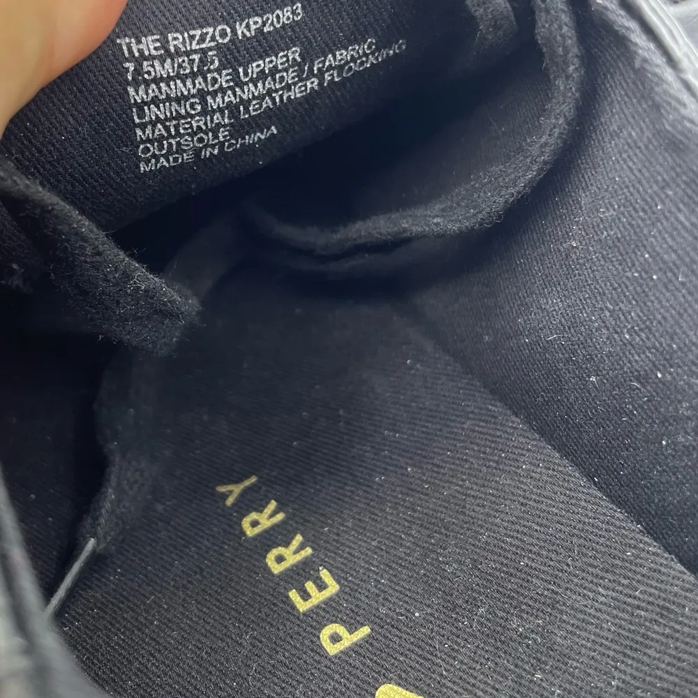 crocodile lace up luxe sneakers black/white women Size 7 1/2 - Image 13