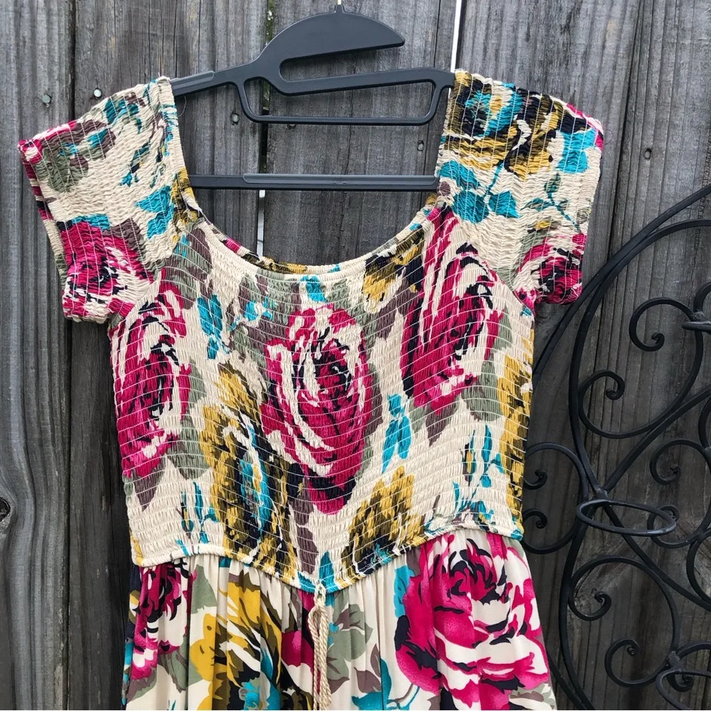 Band of Gypsies Roses Wide Leg Off Shoulder Jumpsuit M - Image 2