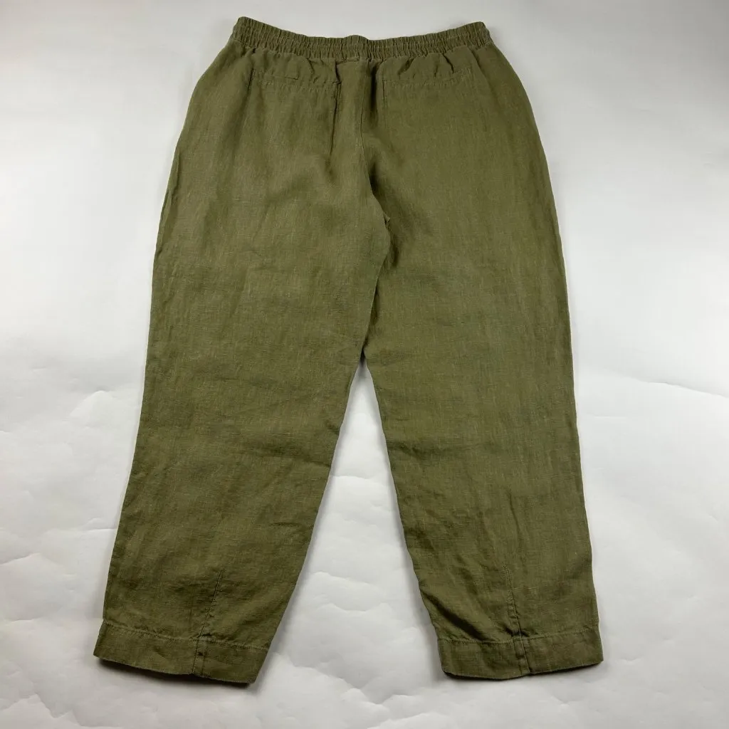 Athleta Olive Linen Retreat High Rise Pull On Ankle Pant L - Image 6