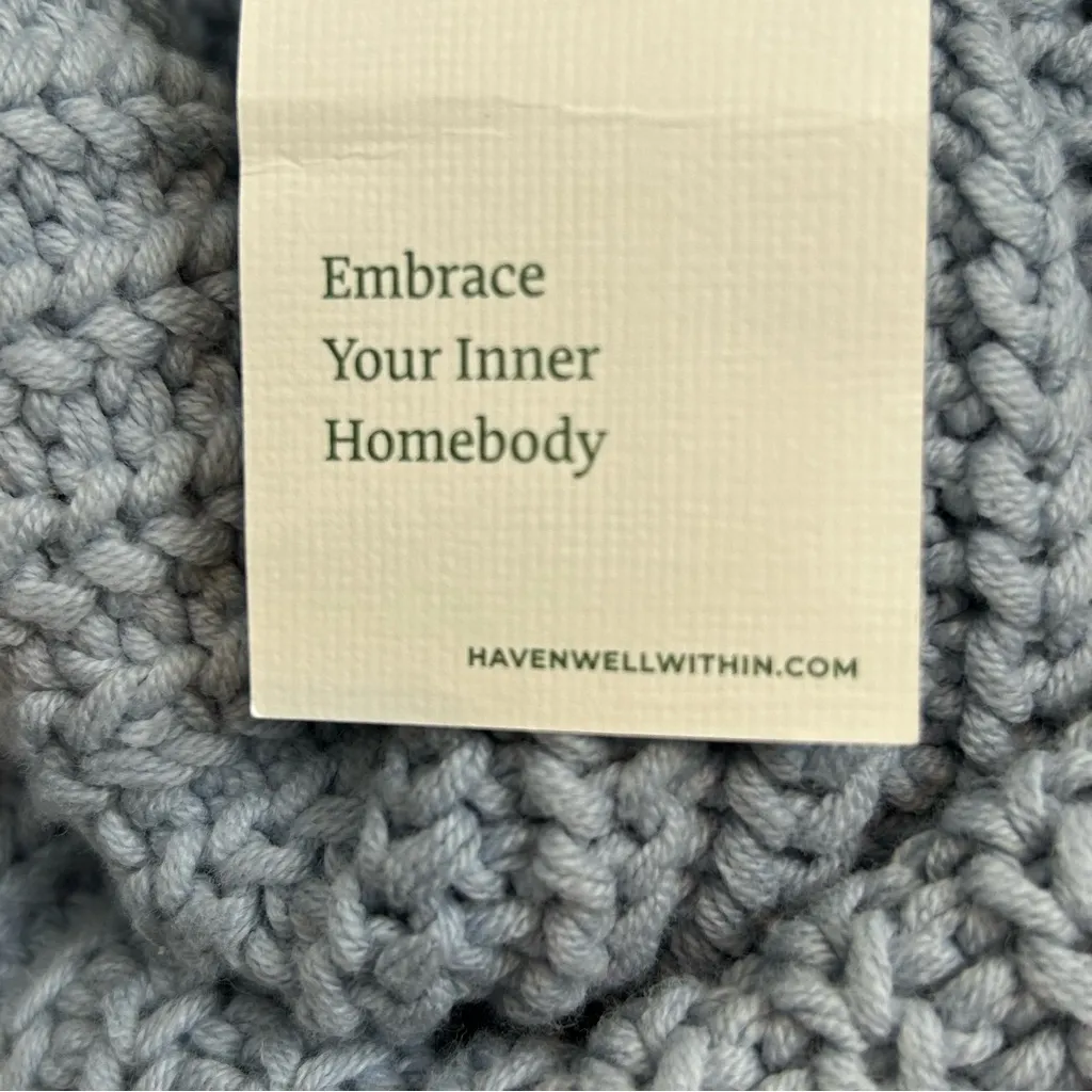 Haven Chunky Knit Ribbed Cowl Neck Sweater Light Blue NWT - Image 10