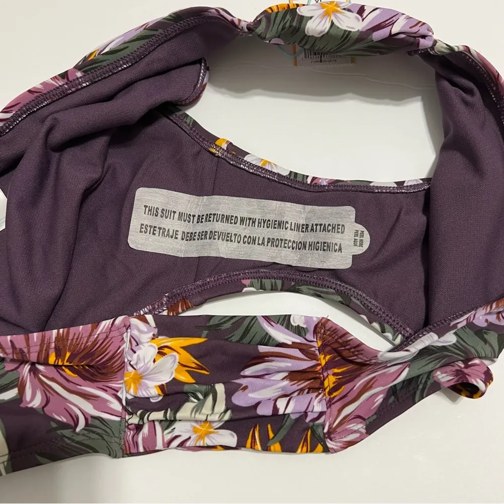 Kona Sol Purple Floral Bikini Bottoms Medium Coverage Hipster Swim XL - Image 10