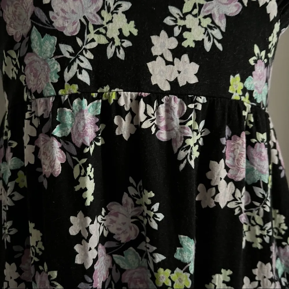 Target Wild Fable Black Floral Midi Dress Size Medium Floral Grunge Summer - Image 4