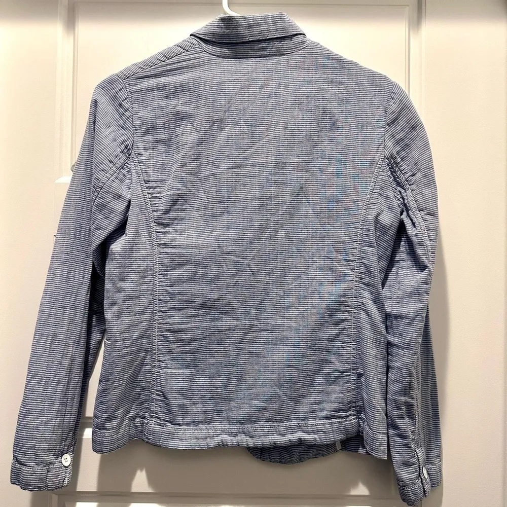 Gap‎ Women's Cotton Blue White Striped Blazer Size 0 Career Business Casual - Image 2