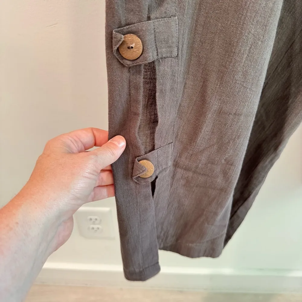 Vintage Paradiso Wide Leg Crop Cotton Lagenlook Pants 1X Brown - Image 2