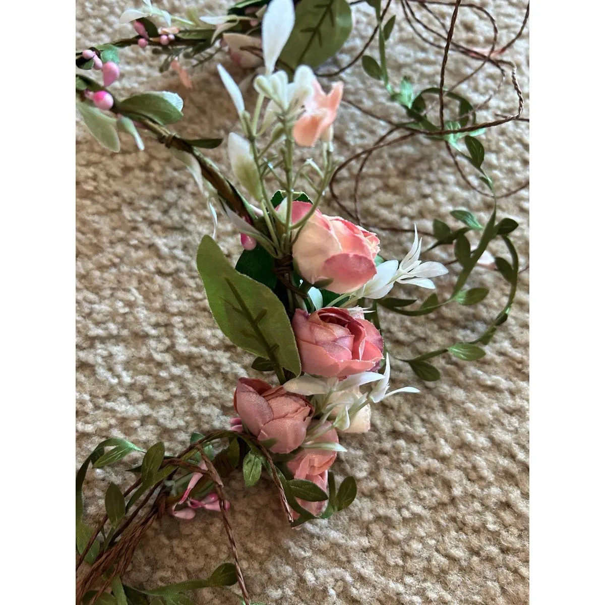 Flower crown hair accessories hair bands leaves party Pink - Image 3