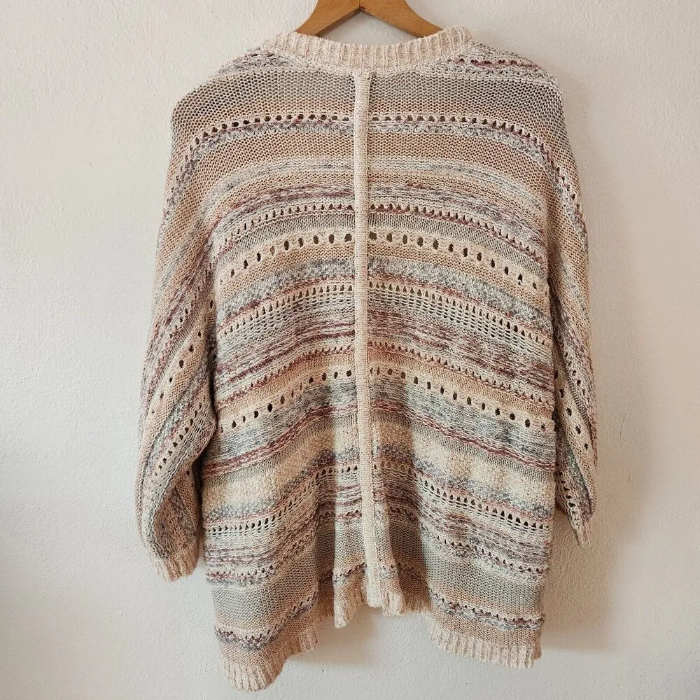 Chico's Cardigan Womens 3 (XL) Striped Mixed Yarn Cocoon Open Front Knit - Image 2