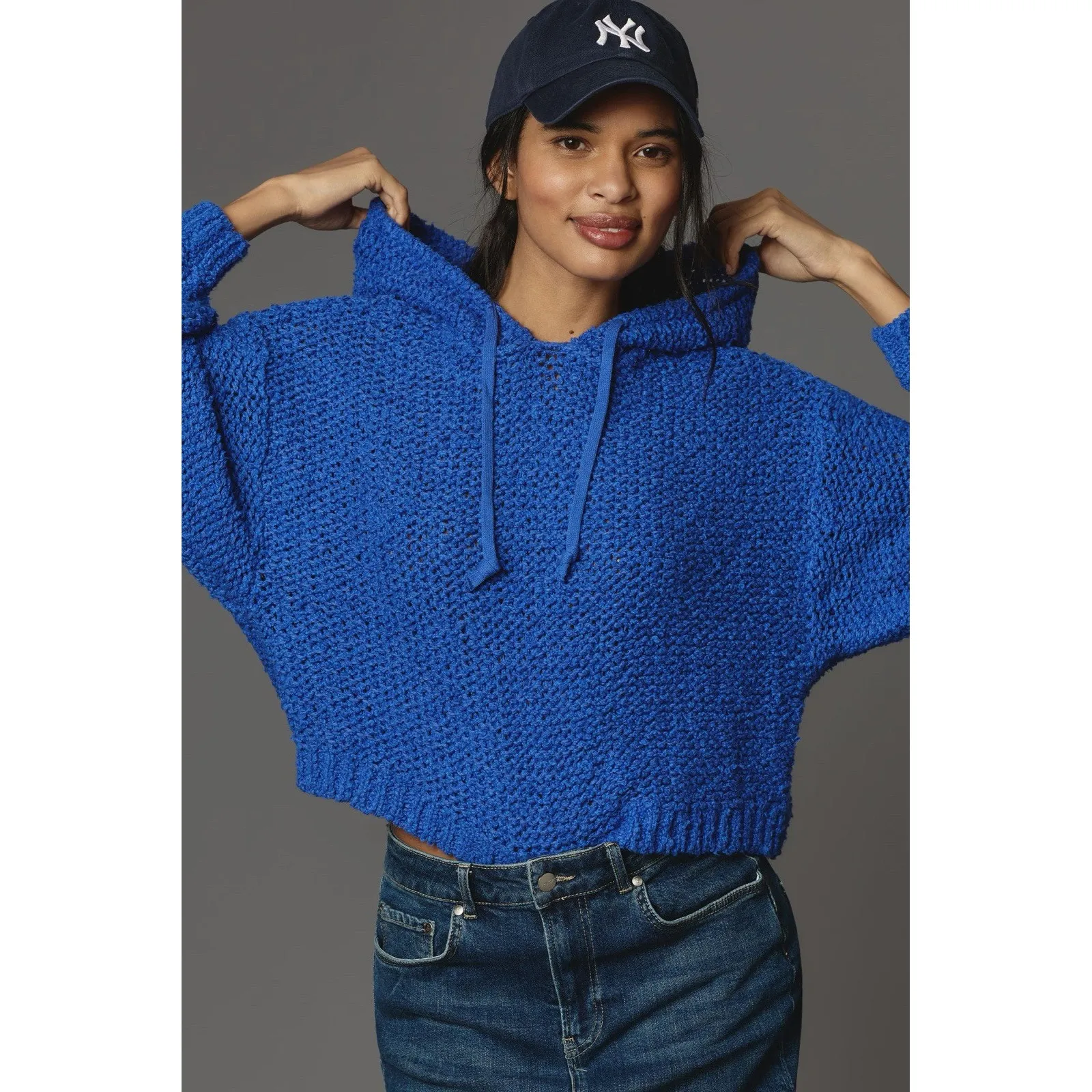 Anthropologie Pilcro Women's NWT Sailcloth Hooded Sweater Blue Oversized Sz S - Image 2