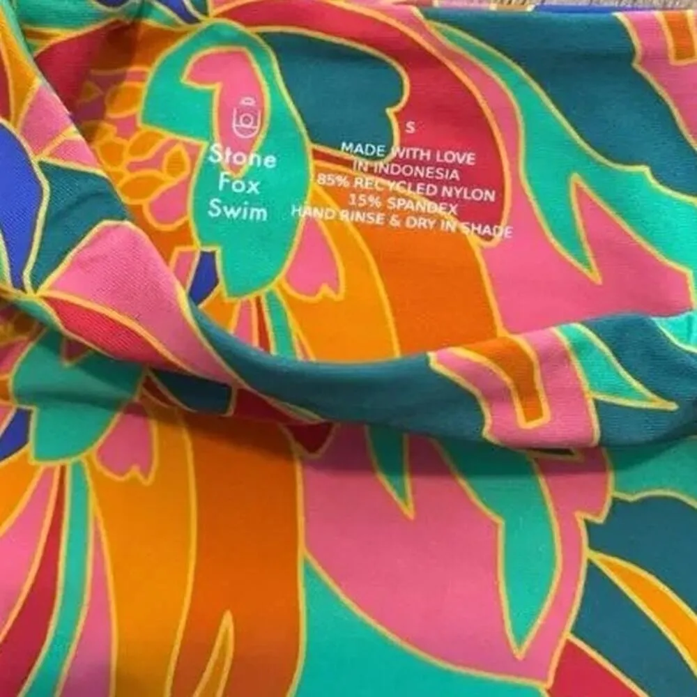 NWT Stone Fox Swim Simone Bikini Cheeky Bottom Stained Glass Print S MultiColors - Image 7