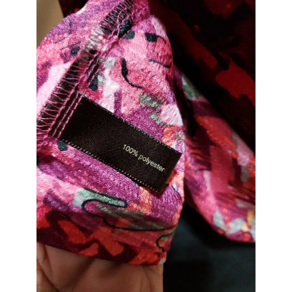 The Limited Abstract Print Sleeveless Women Top XS Red/Pink Pleated Detail - Image 10