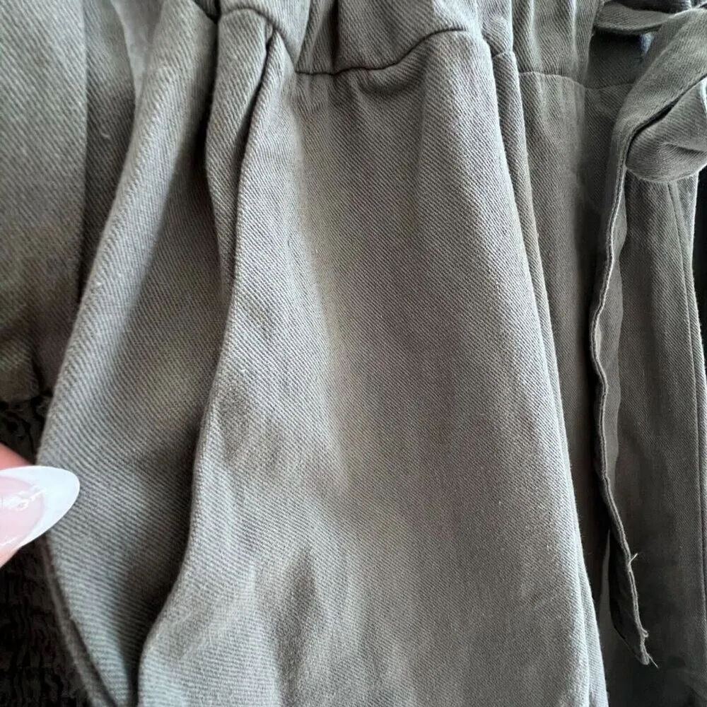 Downeast bohemian Jumpsuit Green Army Tie Front Boiler Zip Closure Coveralls M Size M - Image 13