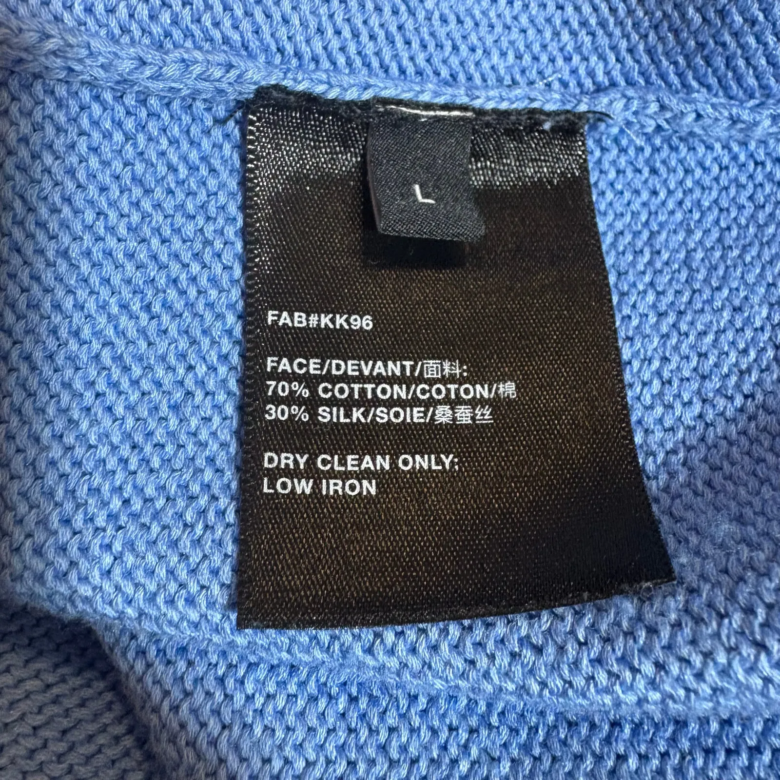 Lafayette 148 Top Lg Pastel Blue Cotton Silk Knit Roll Neck Minimalist Old Money - Image 8