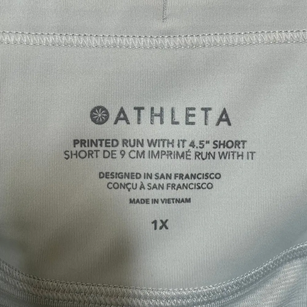 NEW Athleta Printed Run With It 4.5” Short Verve Horizon Gray White Womens 1X - Image 5