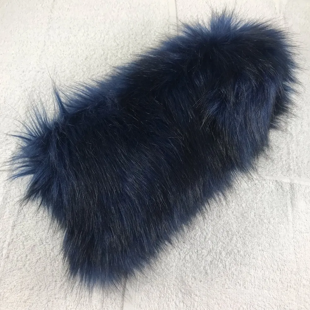 Faux navy blue fur Boa head piece - Image 6
