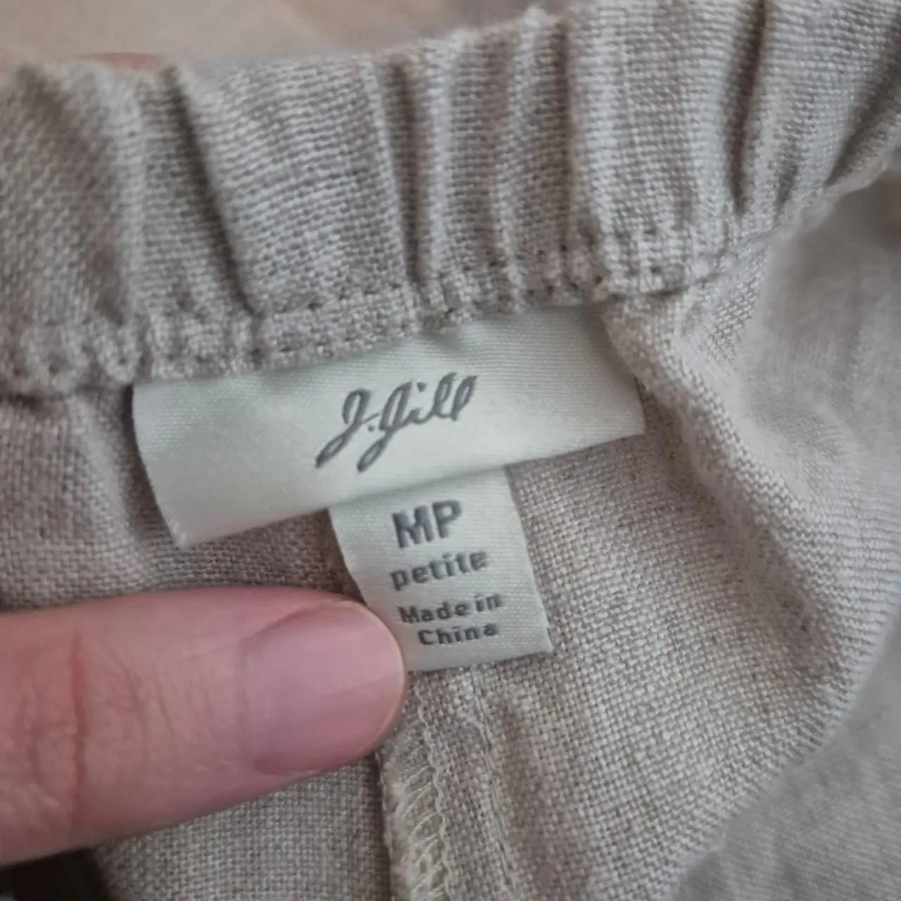 J. Jill Beige Linen Wide Leg Pants Pockets Coastal Women's Size Medium Petite - Image 3