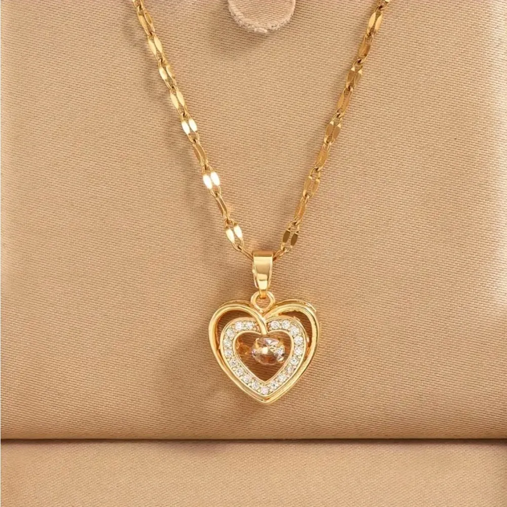 Graduation Gift 🎓 Golden Love Heart Pendant Necklace, Simple Necklace Gold - Image 4