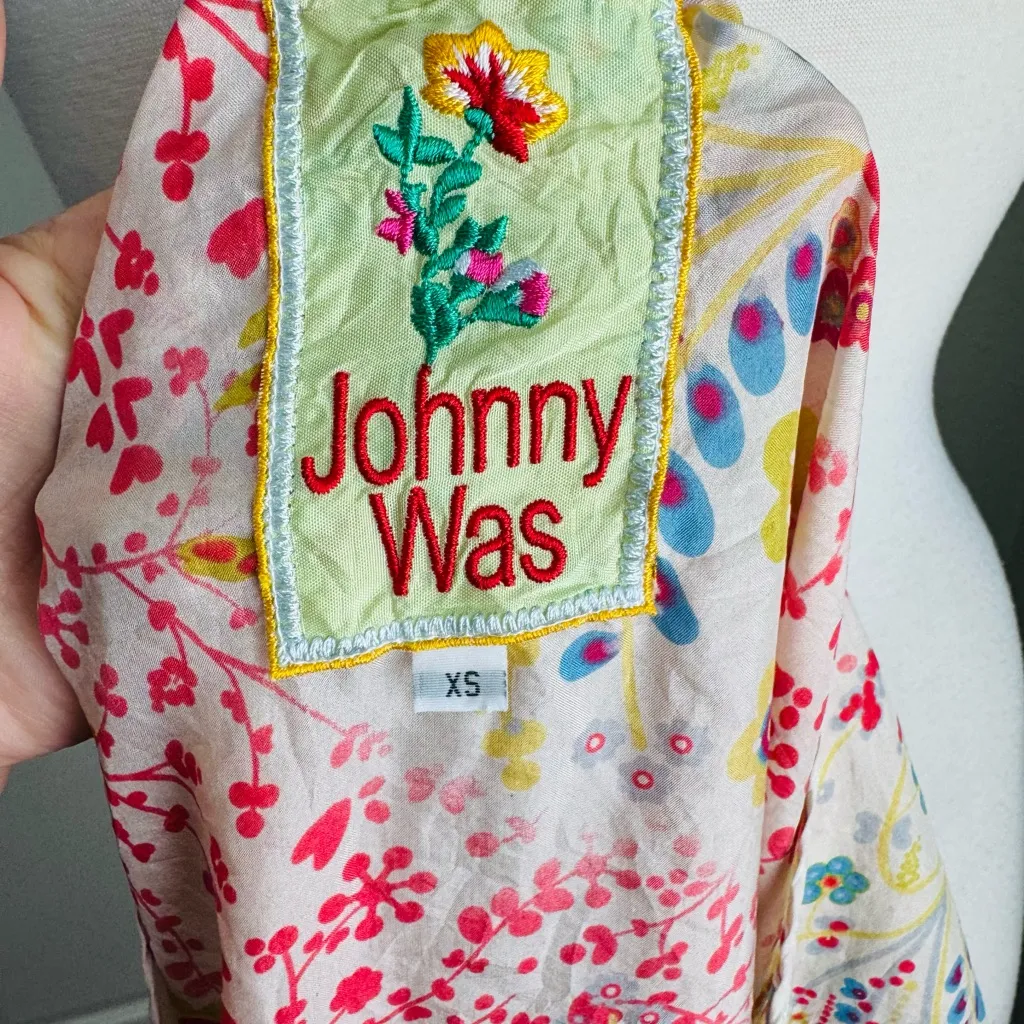Floral‎ Print JOHNNY WAS Tunic Top with Belt - V-Neck, Short Sleeve, Lightweight - Image 9